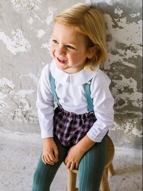 Cezarie - Gaspard Unisex Baby Bodysuit with Peter Pan Collar - White